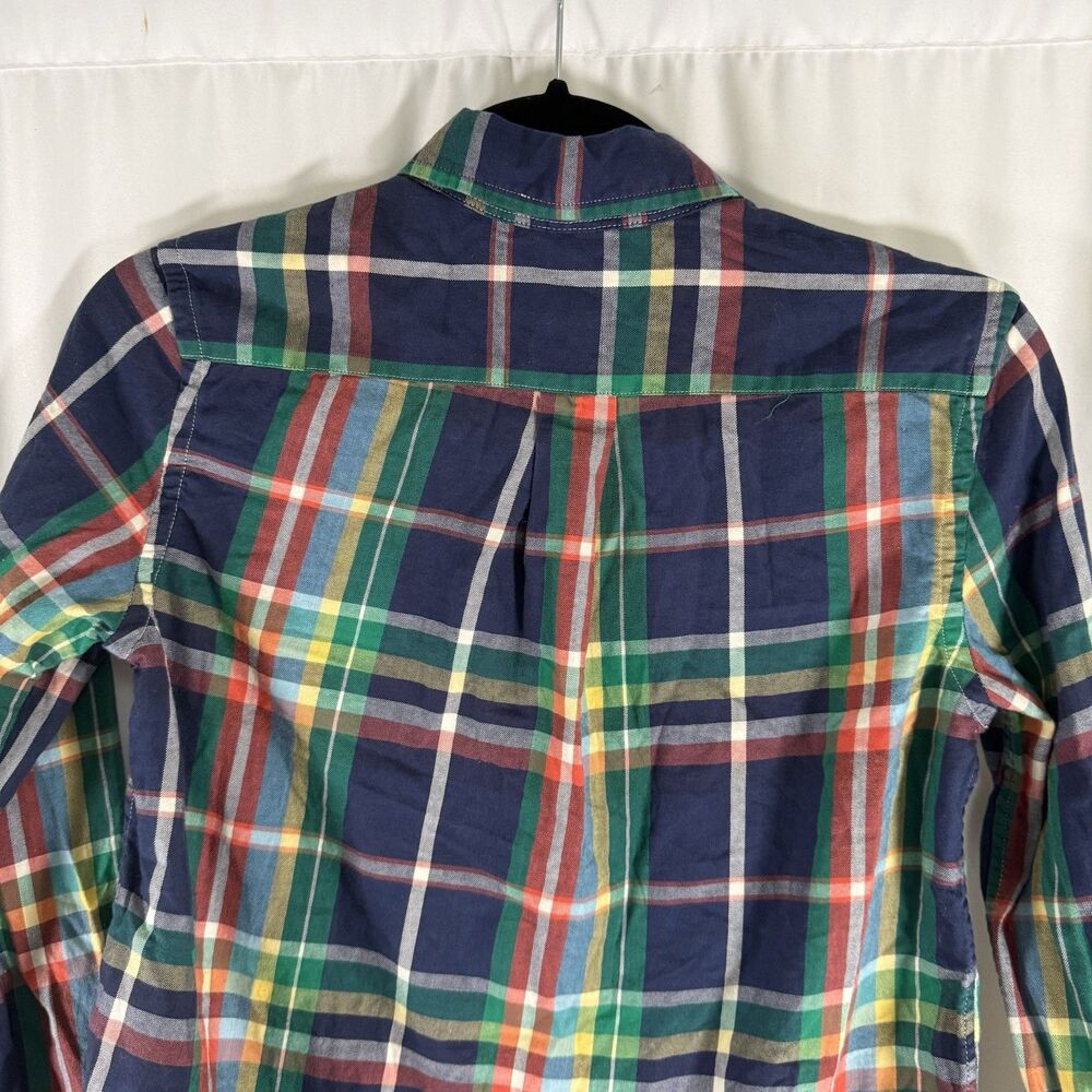 Ralph Lauren Dress Shirt Boys Medium 10-12 Blue Green Plaid Long Sleeve Cotton - Picture 8 of 9